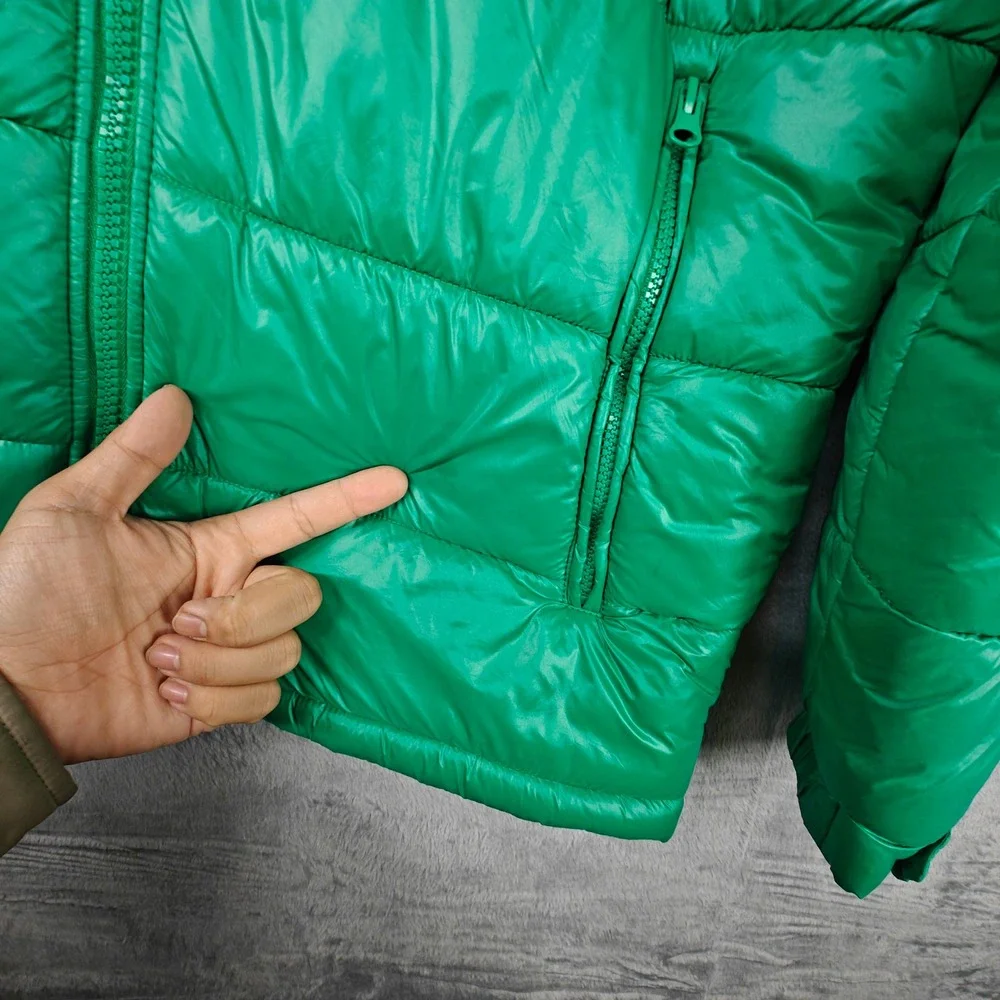 Vintage Nike Green Quilted Puffer Jacket Hooded Full Zip XL Cold Weather Coat